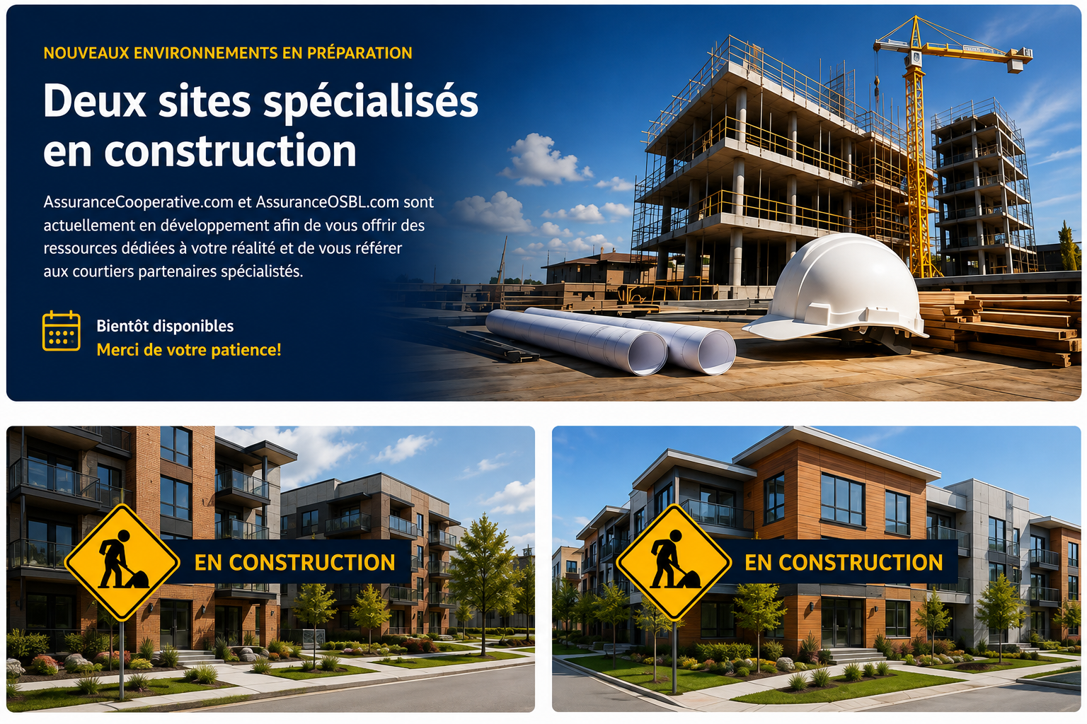 AssuranceCooperative.com et AssuranceOSBL.com en construction, deux futurs environnements spécialisés pour les coopératives et les OSBL d’habitation du Québec